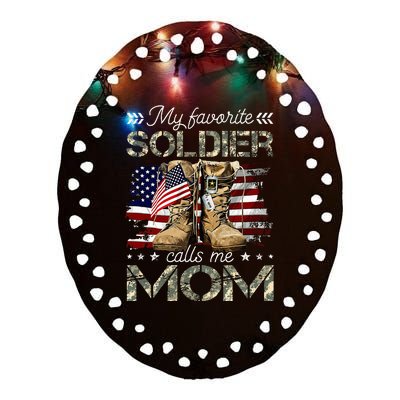 Soldier Mom Army Graduation Mom Ceramic Oval Ornament