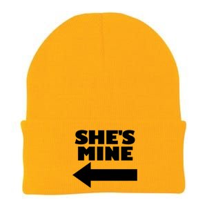 She's Mine Arrow Pointing Left Matching Couple She's Mine Gift Knit Cap Winter Beanie