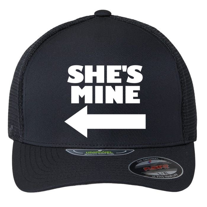 She's Mine Arrow Pointing Left Matching Couple She's Mine Gift Flexfit Unipanel Trucker Cap