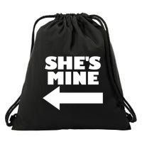She's Mine Arrow Pointing Left Matching Couple She's Mine Gift Drawstring Bag