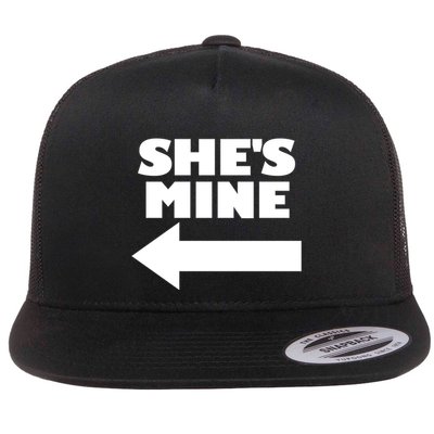 She's Mine Arrow Pointing Left Matching Couple She's Mine Gift Flatbill Hat