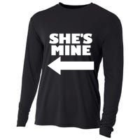 She's Mine Arrow Pointing Left Matching Couple She's Mine Gift Cooling Performance Long Sleeve Crew