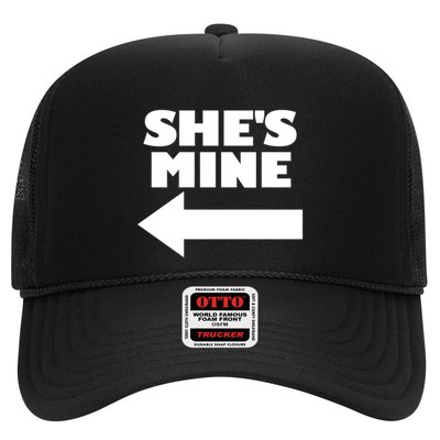 She's Mine Arrow Pointing Left Matching Couple She's Mine Gift Trucker Hat