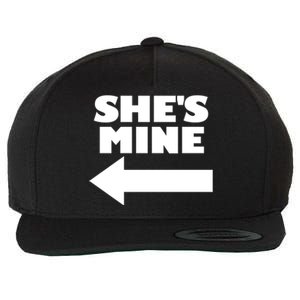 She's Mine Arrow Pointing Left Matching Couple She's Mine Gift Wool Snapback Cap