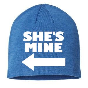 She's Mine Arrow Pointing Left Matching Couple She's Mine Gift Sustainable Beanie