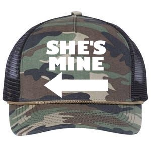 She's Mine Arrow Pointing Left Matching Couple She's Mine Gift Retro Rope Trucker Hat Cap