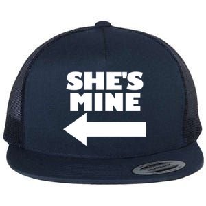 She's Mine Arrow Pointing Left Matching Couple She's Mine Gift Flat Bill Trucker Hat