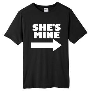 She's Mine Arrow Pointing Right Matching Couple She's Mine Funny Gift Tall Fusion ChromaSoft Performance T-Shirt