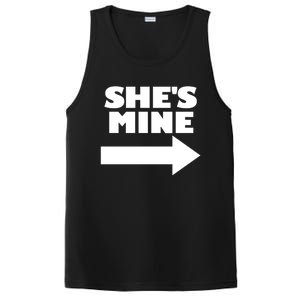 She's Mine Arrow Pointing Right Matching Couple She's Mine Funny Gift PosiCharge Competitor Tank