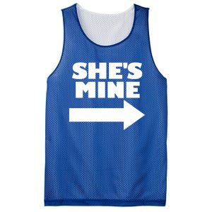 She's Mine Arrow Pointing Right Matching Couple She's Mine Funny Gift Mesh Reversible Basketball Jersey Tank