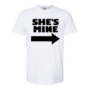 She's Mine Arrow Pointing Right Matching Couple She's Mine Funny Gift Softstyle CVC T-Shirt