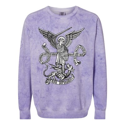 St Michael Archangel Catholic Angel Defend Us Colorblast Crewneck Sweatshirt