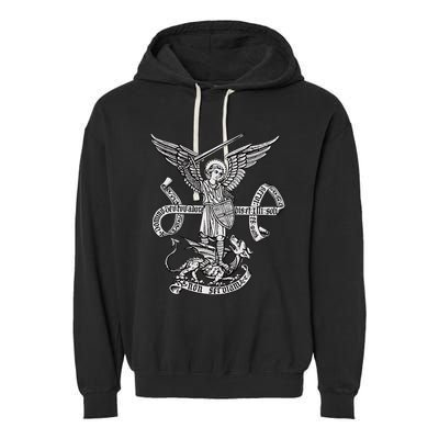 St Michael Archangel Catholic Angel Defend Us Garment-Dyed Fleece Hoodie