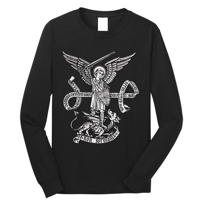 St Michael Archangel Catholic Angel Defend Us Long Sleeve Shirt