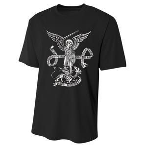 St Michael Archangel Catholic Angel Defend Us Performance Sprint T-Shirt