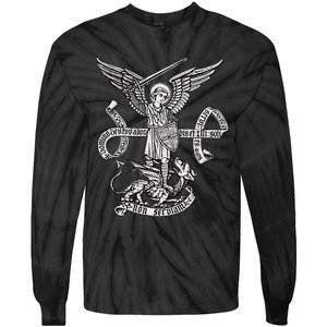 St Michael Archangel Catholic Angel Defend Us Tie-Dye Long Sleeve Shirt