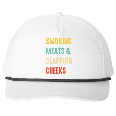 Smoking Meats And Clapping Cheeks Funny BBQ Meat Smoking Snapback Five-Panel Rope Hat