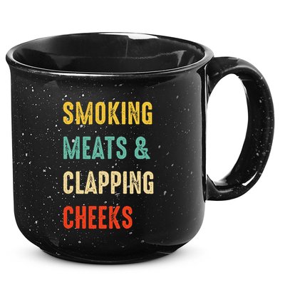 Smoking Meats And Clapping Cheeks Funny BBQ Meat Smoking 15oz Campfire Ceramic Mug