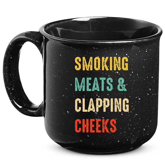 Smoking Meats And Clapping Cheeks Funny BBQ Meat Smoking 15oz Campfire Ceramic Mug