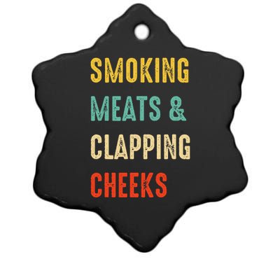 Smoking Meats And Clapping Cheeks Funny BBQ Meat Smoking Ceramic Star Ornament