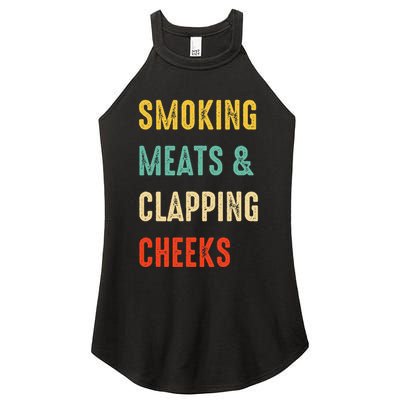 Smoking Meats And Clapping Cheeks Funny BBQ Meat Smoking Women's Perfect Tri Rocker Tank
