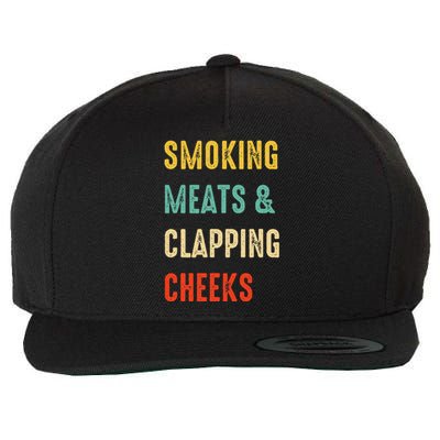 Smoking Meats And Clapping Cheeks Funny BBQ Meat Smoking Wool Snapback Cap