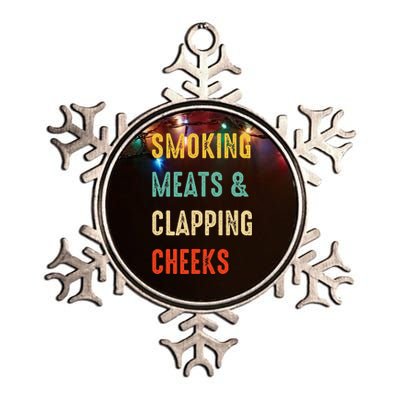 Smoking Meats And Clapping Cheeks Funny BBQ Meat Smoking Metallic Star Ornament