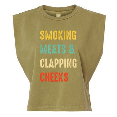 Smoking Meats And Clapping Cheeks Funny BBQ Meat Smoking Garment-Dyed Women's Muscle Tee