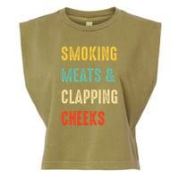 Smoking Meats And Clapping Cheeks Funny BBQ Meat Smoking Garment-Dyed Women's Muscle Tee