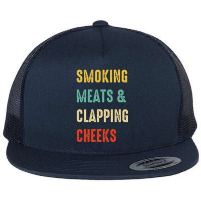 Smoking Meats And Clapping Cheeks Funny BBQ Meat Smoking Flat Bill Trucker Hat