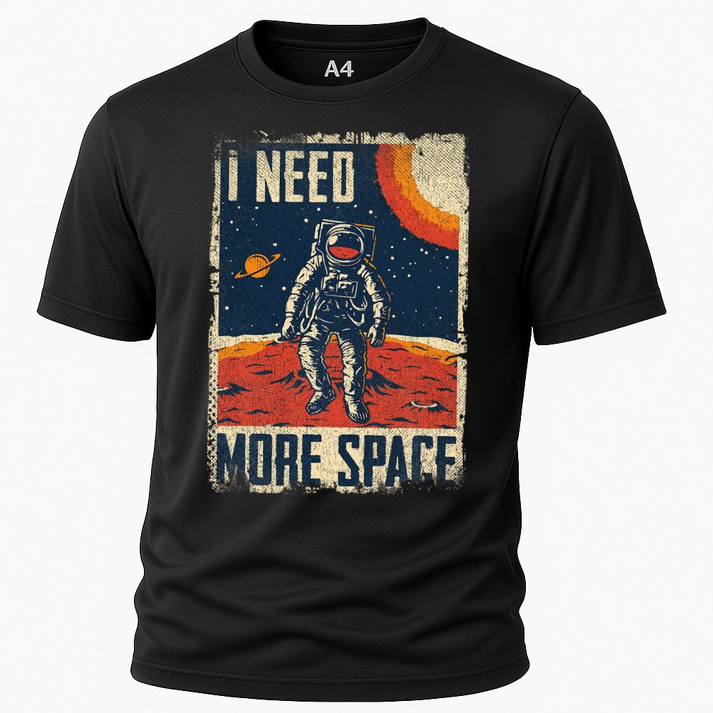 Space Man Astronaut Retro I Need More Space Cooling Performance Crew T-Shirt