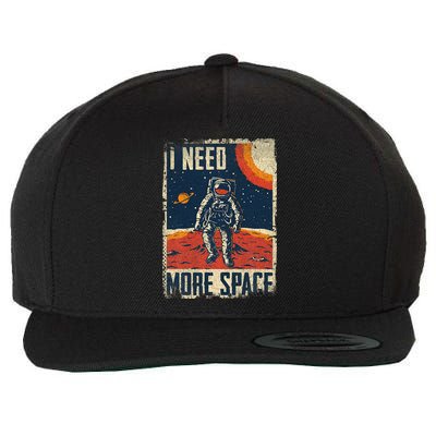 Space Man Astronaut Retro I Need More Space Wool Snapback Cap