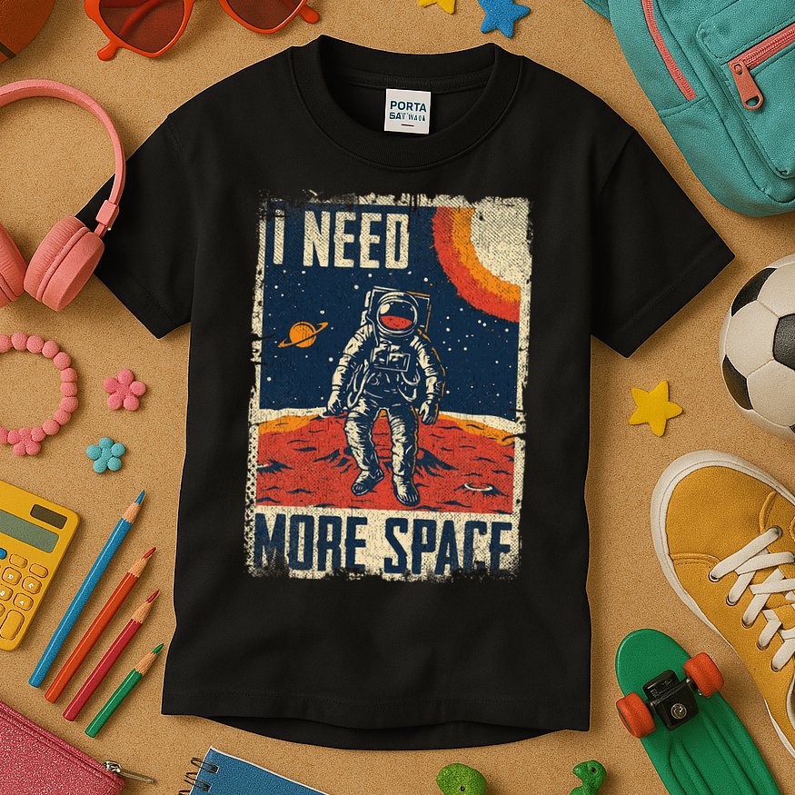 Space Man Astronaut Retro I Need More Space Kids T-Shirt