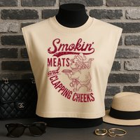 Smoking Meats And Clapping Cheeks Garment-Dyed Women's Muscle Tee