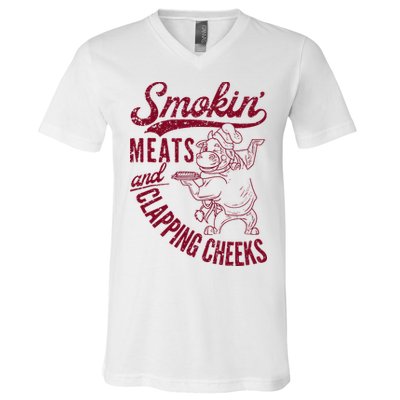 Smoking Meats And Clapping Cheeks V-Neck T-Shirt