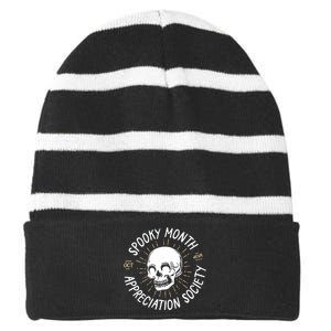 Spooky Month Appreciation Society Striped Beanie with Solid Band