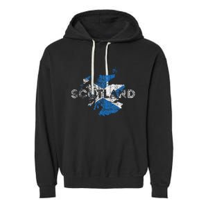 Scottish Map And Flag Souvenir Distressed Scotland Garment-Dyed Fleece Hoodie