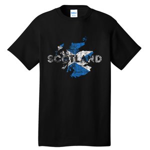 Scottish Map And Flag Souvenir Distressed Scotland Tall T-Shirt