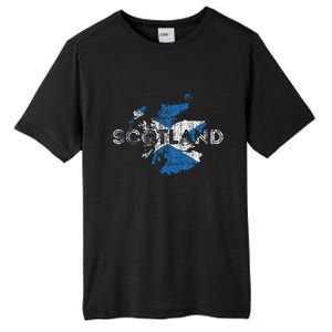 Scottish Map And Flag Souvenir Distressed Scotland Tall Fusion ChromaSoft Performance T-Shirt