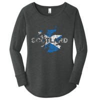 Scottish Map And Flag Souvenir Distressed Scotland Women's Perfect Tri Tunic Long Sleeve Shirt