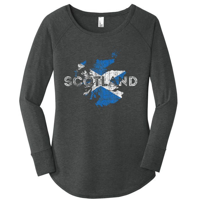 Scottish Map And Flag Souvenir Distressed Scotland Women's Perfect Tri Tunic Long Sleeve Shirt