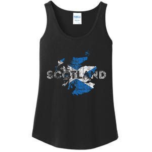 Scottish Map And Flag Souvenir Distressed Scotland Ladies Essential Tank