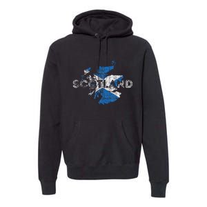 Scottish Map And Flag Souvenir Distressed Scotland Premium Hoodie