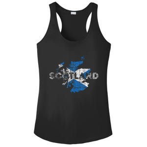 Scottish Map And Flag Souvenir Distressed Scotland Ladies PosiCharge Competitor Racerback Tank