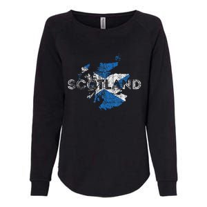 Scottish Map And Flag Souvenir Distressed Scotland Womens California Wash Sweatshirt