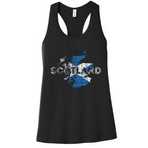 Scottish Map And Flag Souvenir Distressed Scotland Women's Racerback Tank