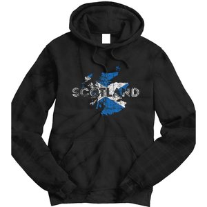 Scottish Map And Flag Souvenir Distressed Scotland Tie Dye Hoodie