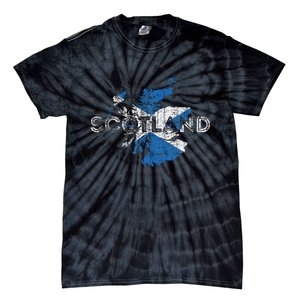 Scottish Map And Flag Souvenir Distressed Scotland Tie-Dye T-Shirt