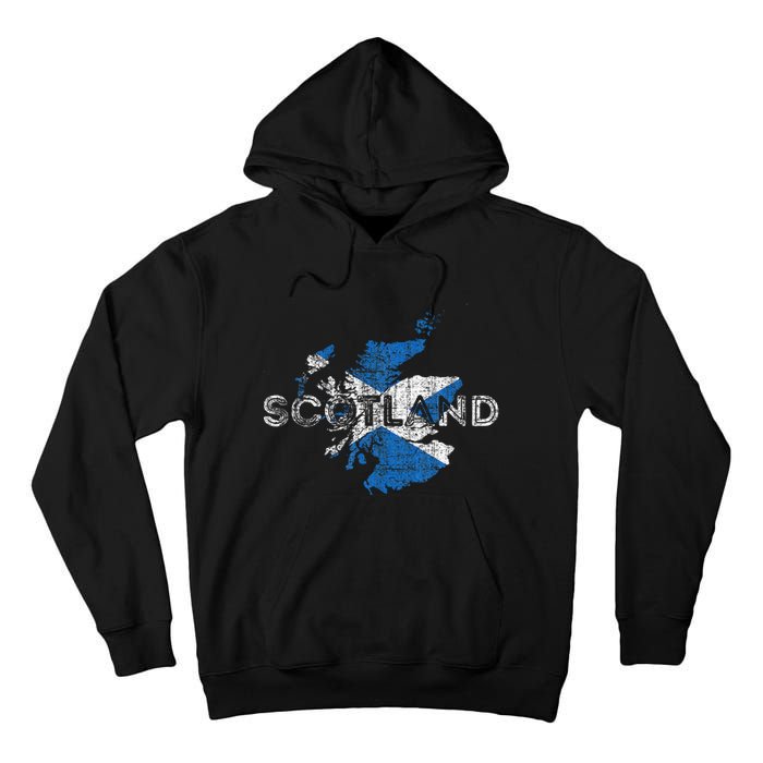 Scottish Map And Flag Souvenir Distressed Scotland Tall Hoodie