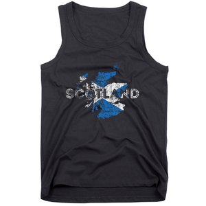 Scottish Map And Flag Souvenir Distressed Scotland Tank Top